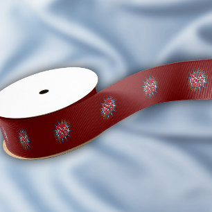 Custom Logo Pattern Red Promotional 1.5" Grosgrain Ribbon