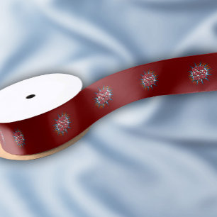 Custom Logo Pattern Red Promotional 1.5" Satin Ribbon