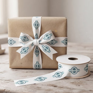 Custom Logo Pattern White Promotional 1.5" Satin Ribbon