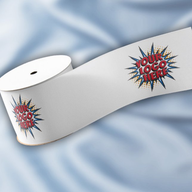 Custom Logo Pattern White Promotional 3" Grosgrain Ribbon (Creator Uploaded)