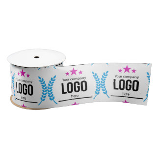 Custom Logo Patterned White Ribbon Satin Ribbon
