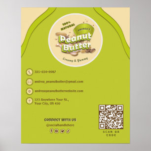 Custom Logo Peanut Butter   QR Code Yellow Green  Poster
