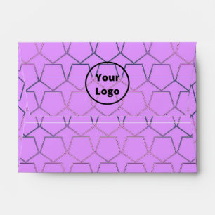 Custom logo pentagons on purple envelope