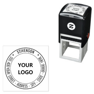 Custom Logo Photo Address Round Self-inking Stamp