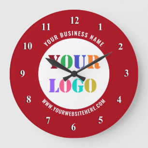 Custom Logo Photo and Text Wall Clock Your Colours