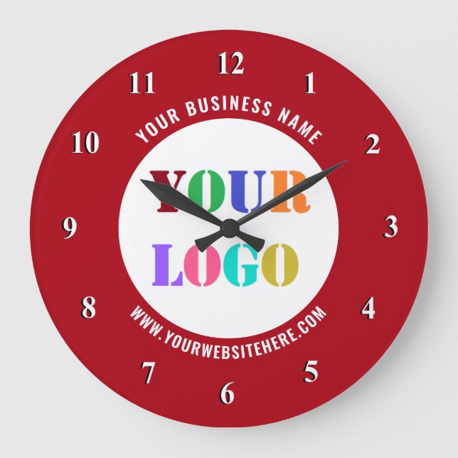 Custom Logo Photo and Text Wall Clock Your Colours (Front)