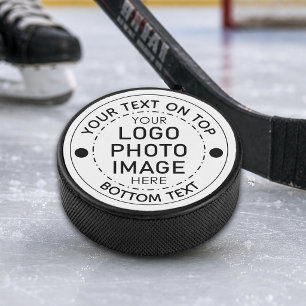 Custom Logo Photo Hockey Puck with Text