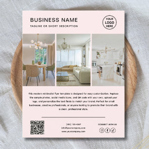Custom Logo Photo Modern Soft Pink Business Flyer