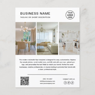 Custom Logo Photo Modern White Business Flyer