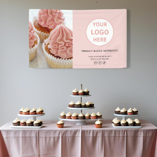 Custom Logo Photo Pink Bakery Business Banner