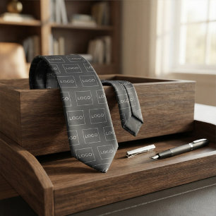 Custom Logo Photo Professional Chic Charcoal Grey Tie