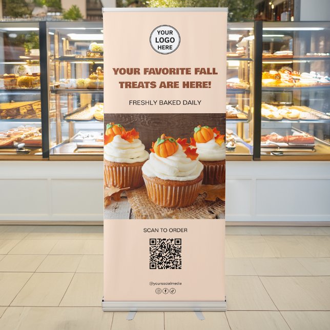 Custom Logo Photo QR Code Bakery Business Retractable Banner (Custom Logo Photo QR Code Bakery Business Retractable Banner)