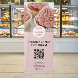 Custom Logo Photo QR Code Bakery Business Retractable Banner