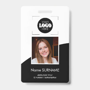 Custom logo photo QR code black and white ID Badge