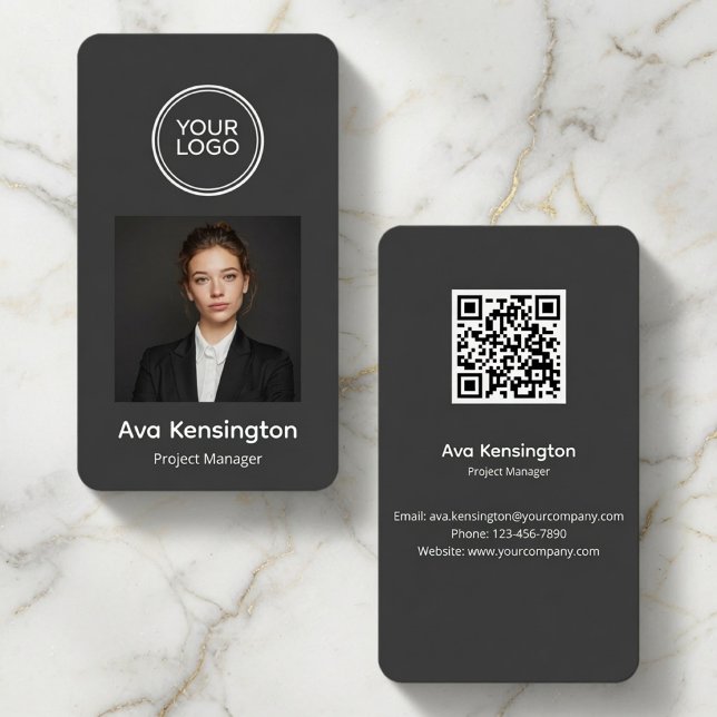 Custom Logo Photo QR Code Modern  Business Card (Creator Uploaded)