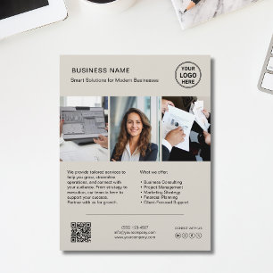 Custom Logo Photo QR Corporate Business Flyer