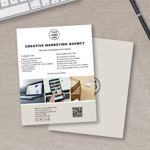 Custom Logo Photo QR Marketing Business White Flyer