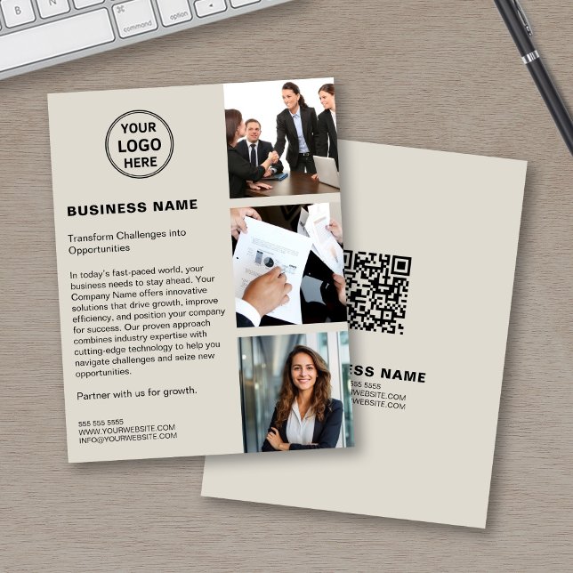 Custom Logo Photo QR Modern Corporate Business Flyer (Custom Logo Photo QR Modern Corporate Business Flyer)