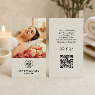 Custom Logo Photo QR Spa Wellness Centre Business Card