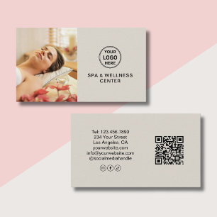 Custom Logo Photo QR Spa Wellness Centre Business Card