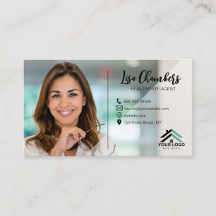 Custom Logo Photo Real Estate Agent Realtor Business Card