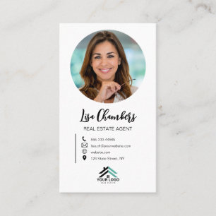 Custom Logo Photo Real Estate Agent Realtor  Business Card