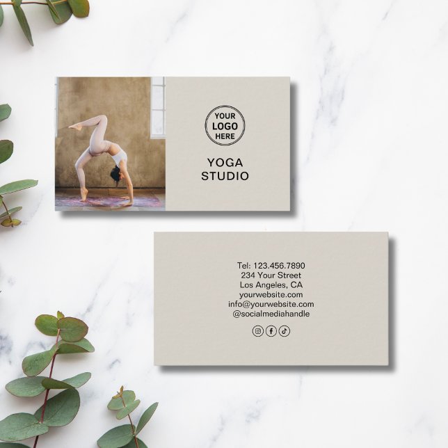 Custom Logo Photo Yoga Instructor Teacher Business Card (Custom Logo Photo Yoga Instructor Teacher Business Card)
