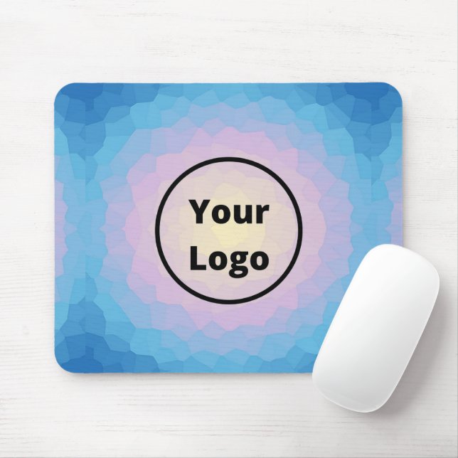 Custom logo pink and blue mosaic mouse mat (With Mouse)