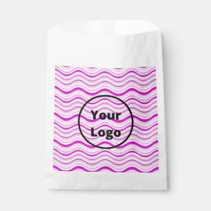 Custom logo pink and white wavy stripes favour bags