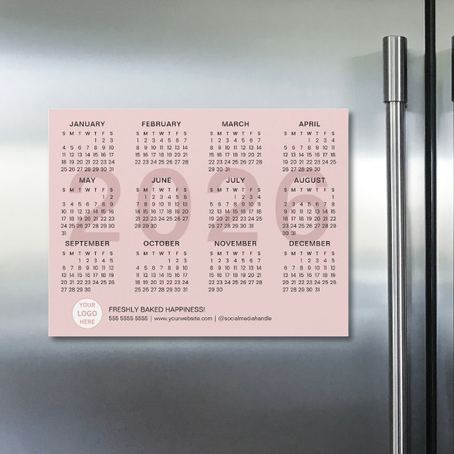 Custom Logo Pink Business 2026 Magnetic Calendar (Custom Logo Pink Business 2026 Magnetic Calendar)