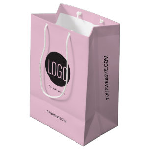 Custom logo pink Business website Medium Gift Bag