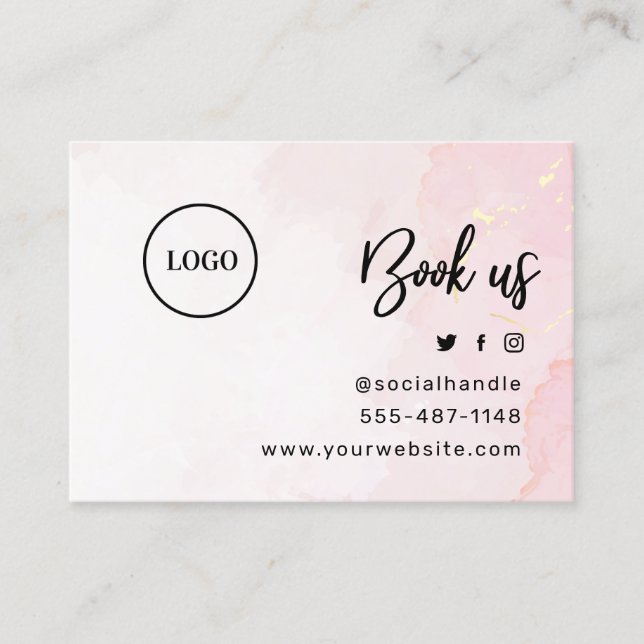 Custom Logo Pink Gold Botox Aftercare Card (Front)