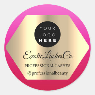 Custom Logo Pink Gold Name Instagra Social Classic Round Sticker