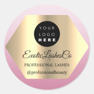 Custom Logo Pink Gold Name Instagra Social Modern Classic Round Sticker