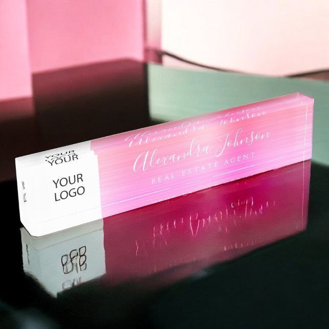 Custom Logo Pink Orange Elegant Professional Nameplate (Creator Uploaded)