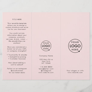 Custom Logo Pink   Price List Trifold Brochure