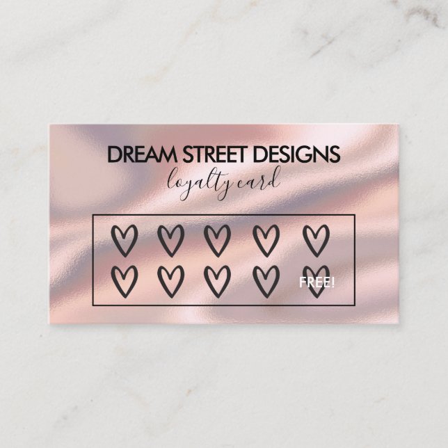 Custom Logo Pink Silk Hearts Loyalty Card (Front)