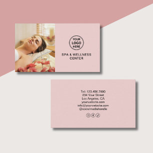 Custom Logo Pink Spa Wellness Centre Professional Business Card