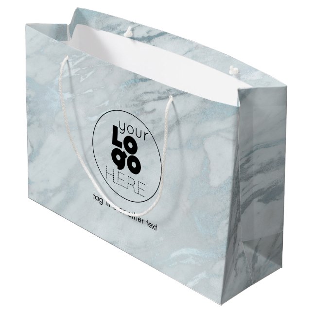 Custom Logo Platinum Marble XL Paper Shopping Ba Large Gift Bag (Back Angled)