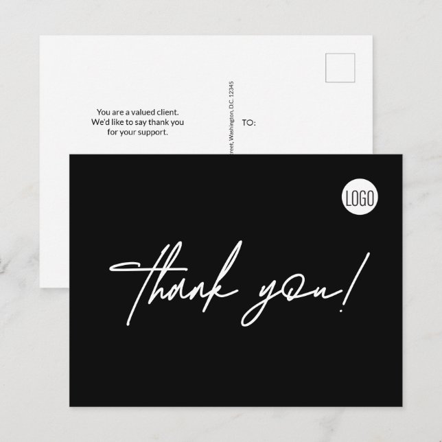 Custom Logo Plumbing Simple handlettered thank you Postcard (Front/Back)