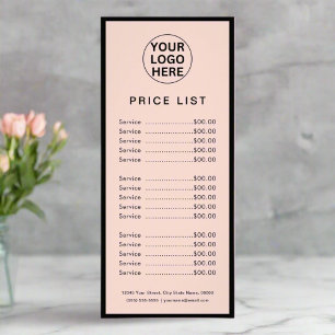 Custom Logo Price List Services Blush Pink  Rack Card