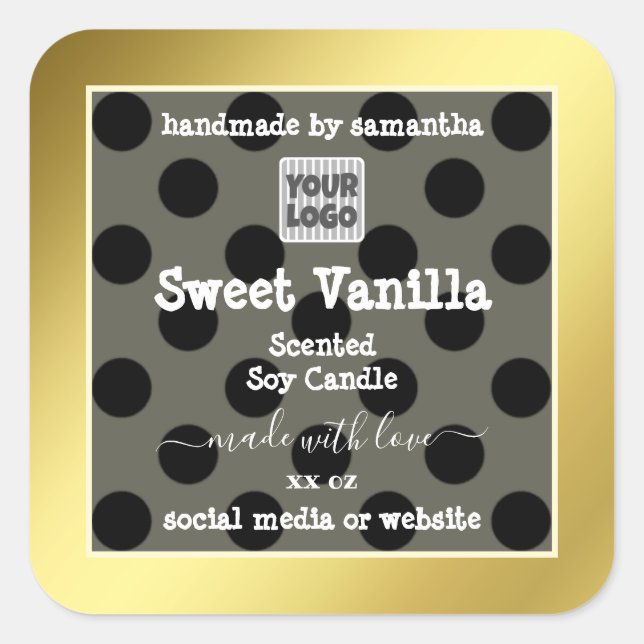 Custom Logo Product Packaging Labels Gold Black (Front)