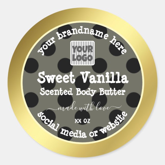 Custom Logo Product Packaging Labels Gold Black (Front)