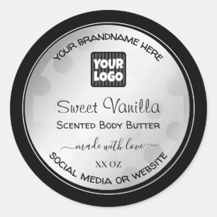 Custom Logo Product Packaging Labels Silver Black