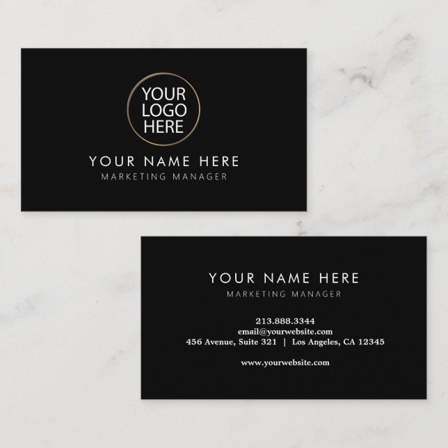 Custom Logo  | professional black  Business Card (Front/Back)