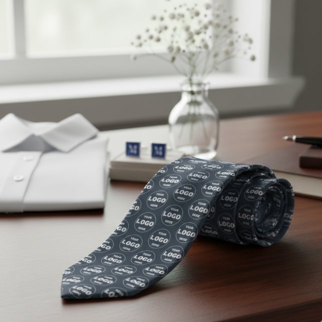 Custom Logo - Professional Branded Charcoal Gray Tie (Custom Logo - Professional Branded Charcoal Gray Neck Tie)