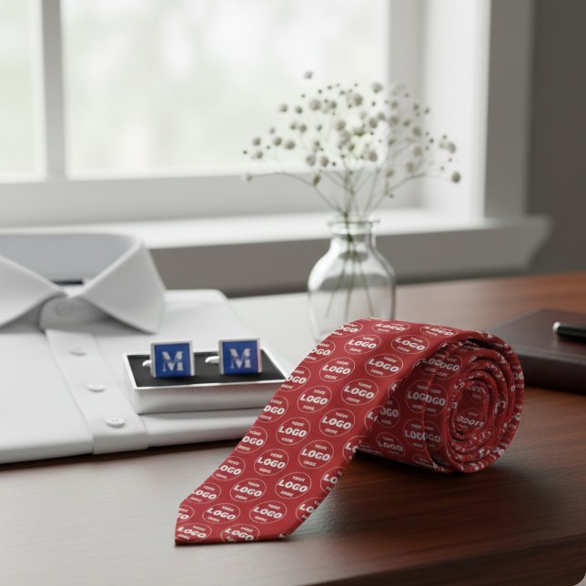 Custom Logo - Professional Branded Power Red Tie (Custom Logo - Professional Branded Power Red Neck Tie)