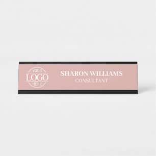 Custom Logo Professional Dusty Rose Minimalist Desk Name Plate