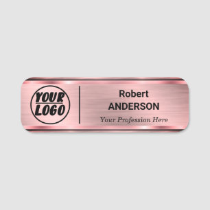 Custom Logo Professional Employee Faux Glam copper Name Tag