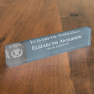Custom Logo Professional Executive Navy Blue Nameplate